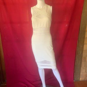 OBSESSION White Mesh Peek-A-Boo Midi Dress